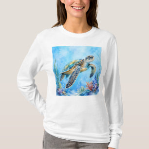 Watercolor Sea Turtle Underwater T-Shirt