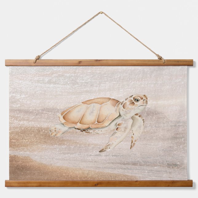 Watercolor Sea Turtle Wildlife Nature Art Hanging Tapestry (Front)