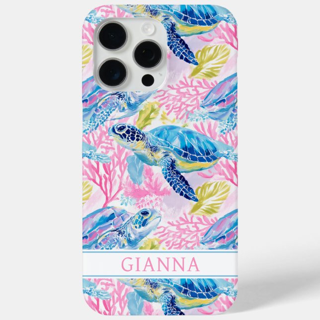 Watercolor Sea Turtles Monogrammed  Case-Mate iPhone Case (Back)