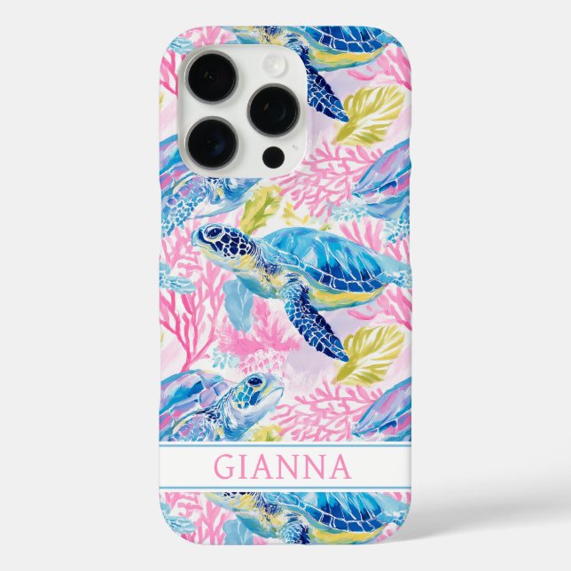 Watercolor Sea Turtles Monogrammed  Case-Mate iPhone Case (Back)