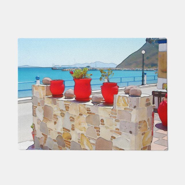 Watercolor sea view doormat (Front)