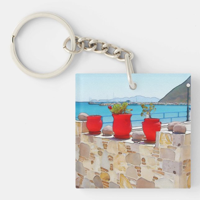 Watercolor sea view key ring (Front)