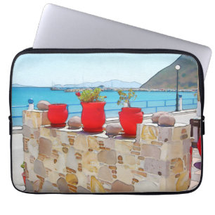 Watercolor sea view laptop sleeve