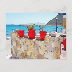 Watercolor sea view postcard