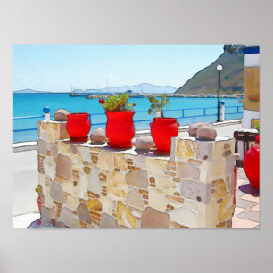 Watercolor sea view poster