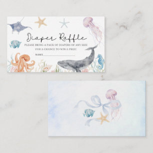 Watercolor Sea you Soon baby shower diaper raffl Enclosure Card