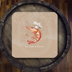 Watercolor Seafood / Coastal Beach Style Square Business Card