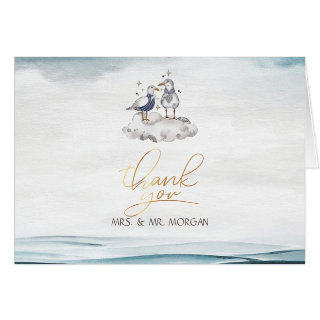 Watercolor Seagulls Beach (Front Horizontal)