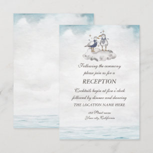 Watercolor Seagulls Beach Reception Invitation
