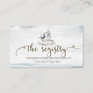 Watercolor Seagulls Beach Registry Enclosure Card