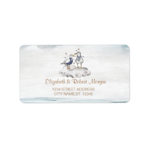 Watercolor Seagulls Beach Wedding Label