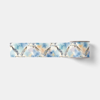 Watercolor Seagulls Seamless Pattern Coastal Home Satin Ribbon