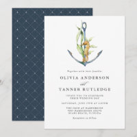 Watercolor Seahorse and Anchor Nautical Wedding