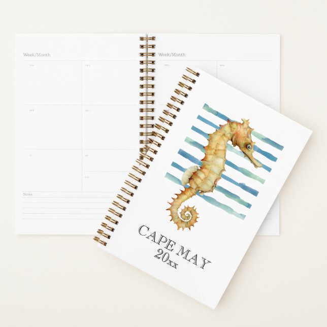 Watercolor Seahorse Beach Coastal CAPE MAY Planner (Display)