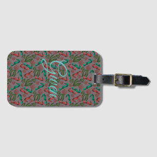 Watercolor Seahorse Grey Nautical Personalised Luggage Tag