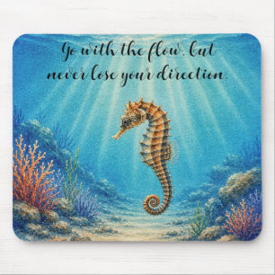 Watercolor Seahorse in Calm Water w/ Quote Mouse Mat