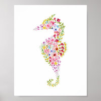 Watercolor Seahorse Nursery Poster