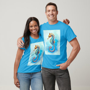 Watercolor Seahorse on Turquoise  T-Shirt