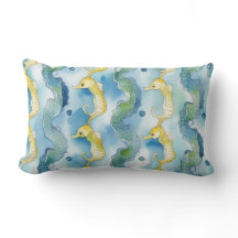 Watercolor Seahorse Pattern Beach Life Ocean Art