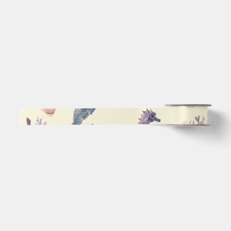 Watercolor Seahorse Pattern Coastal Nursery Ocean Satin Ribbon