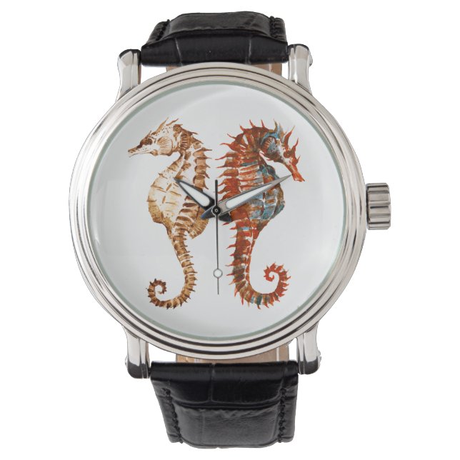 Watercolor Seahorse Pattern Watch (Front)