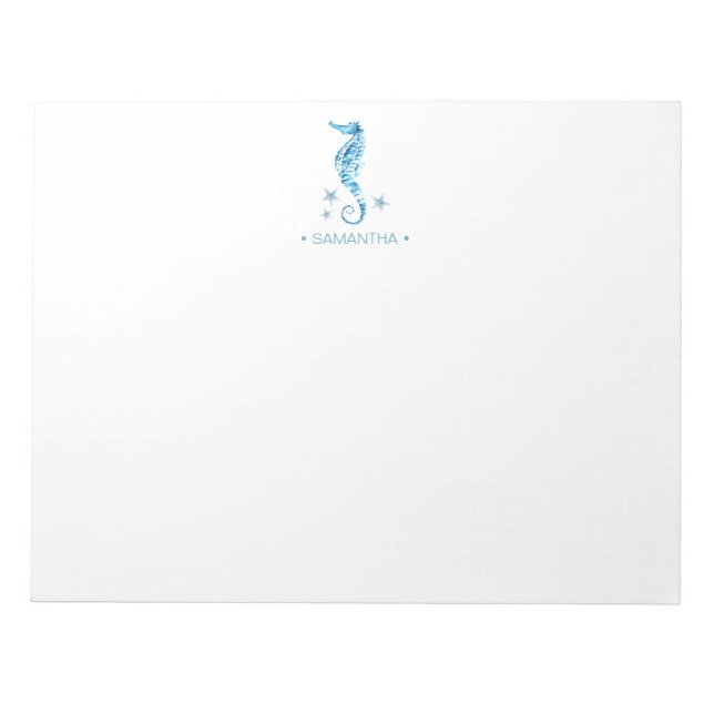 Watercolor Seahorse Personalised Stationery Notepad (Front)
