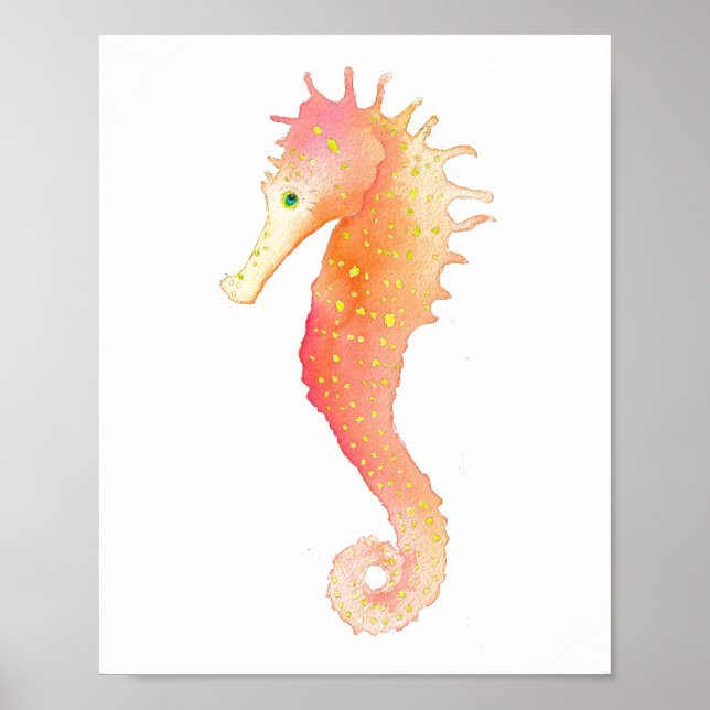 Watercolor Seahorse Poster (Front)