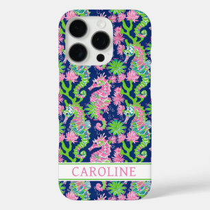 Watercolor Seahorses Monogrammed  iPhone 16 Pro Case