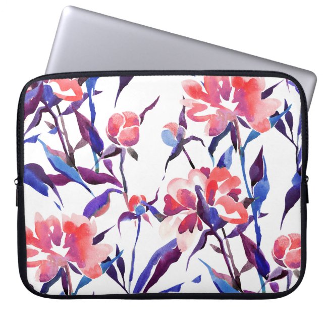 Watercolor seamless botanical pattern. Hand drawn  Laptop Sleeve (Front)