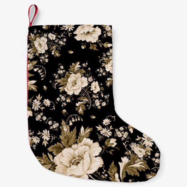 Watercolor seamless delicate flowers pattern with  small christmas stocking (Front)