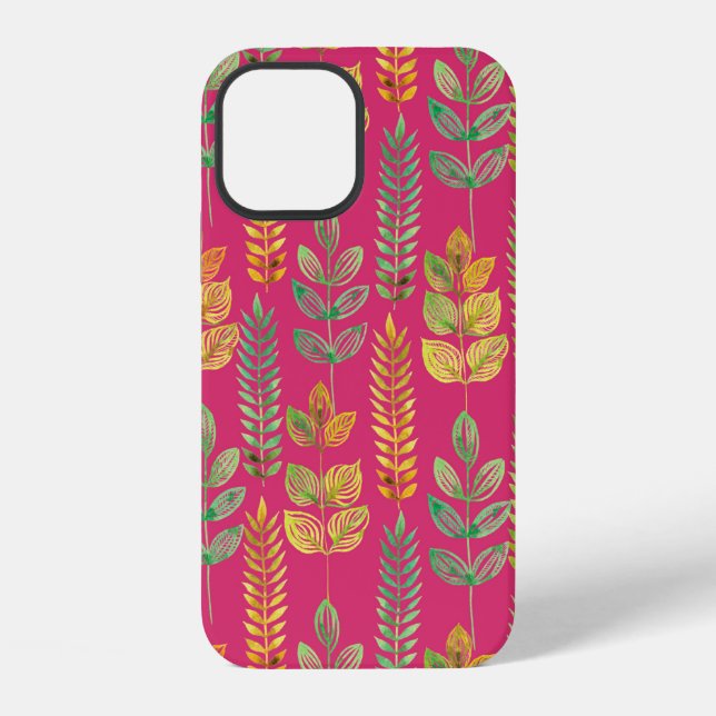 watercolor seamless floral pattern background text iPhone case (Back)