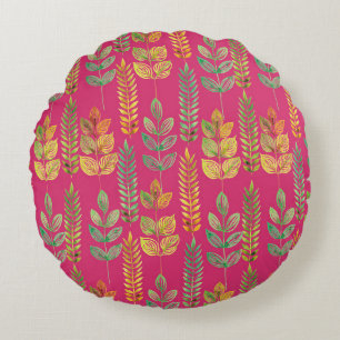watercolor seamless floral pattern background text round cushion