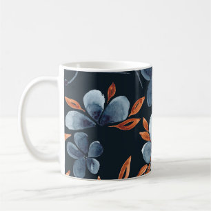 Watercolor seamless floral pattern with indigo flo coffee mug