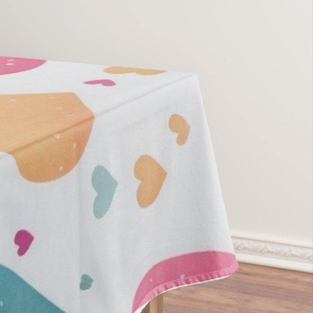 Watercolor seamless heart pattern tablecloth (In Situ)