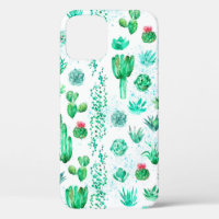 Watercolor seamless pattern background with succul