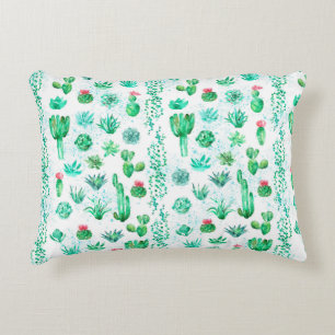 Watercolor seamless pattern background with succul decorative cushion