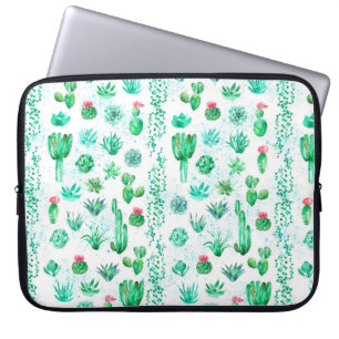 Watercolor seamless pattern background with succul laptop sleeve