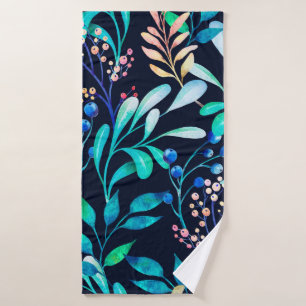 Watercolor seamless pattern. Complicated botanical Bath Towel