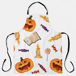Watercolor seamless pattern happy halloween holida apron