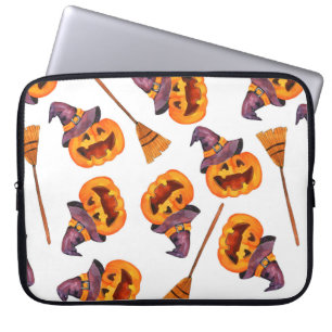 Watercolor seamless pattern happy halloween holida laptop sleeve
