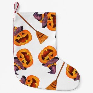 Watercolor seamless pattern happy halloween holida small christmas stocking