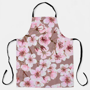 Watercolor seamless pattern made of cherry blossom apron