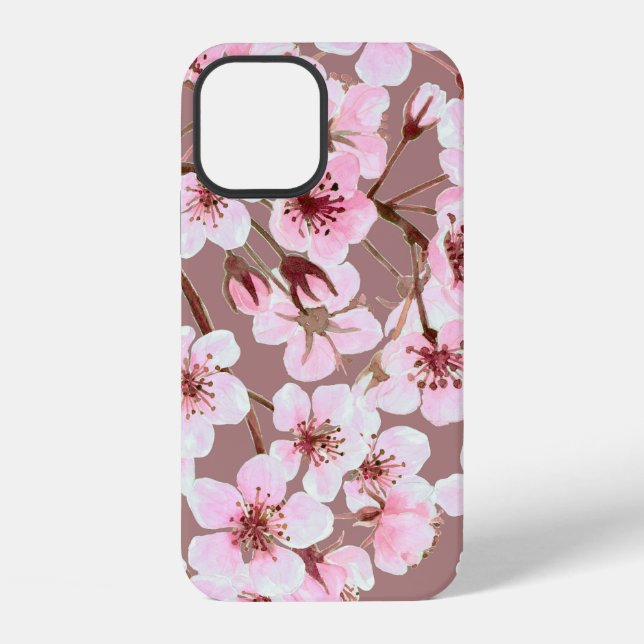 Watercolor seamless pattern made of cherry blossom iPhone case (Back)