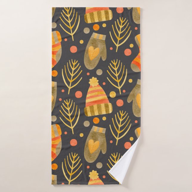 Watercolor seamless pattern new year, merry christ bath towel (Bath Towel)