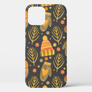 Watercolor seamless pattern new year, merry christ iPhone 12 case