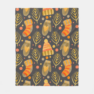 Watercolor seamless pattern new year, merry christ fleece blanket