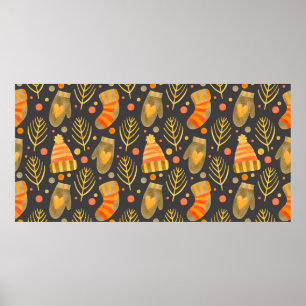 Watercolor seamless pattern new year, merry christ poster