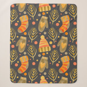 Watercolor seamless pattern new year, merry christ sherpa blanket