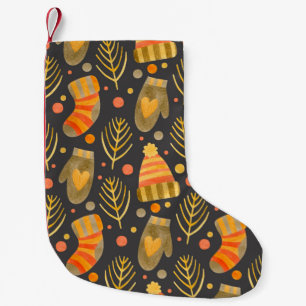 Watercolor seamless pattern new year, merry christ small christmas stocking