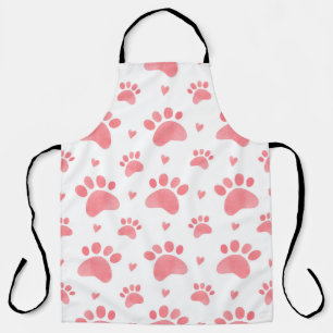Watercolor seamless pattern of cat paws apron